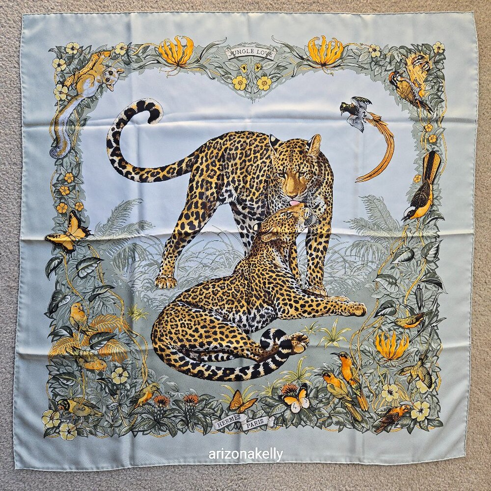 PERFECT Hermès Jungle Love Silk Scarf Leopards Robert Dallet